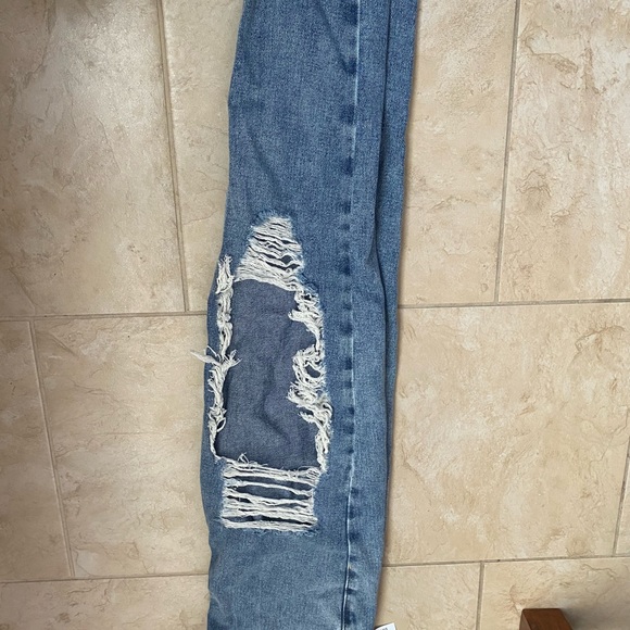 PACSUN Distressed Blue Ultra High Waisted Slim Fit Jeans - Picture 5 of 5